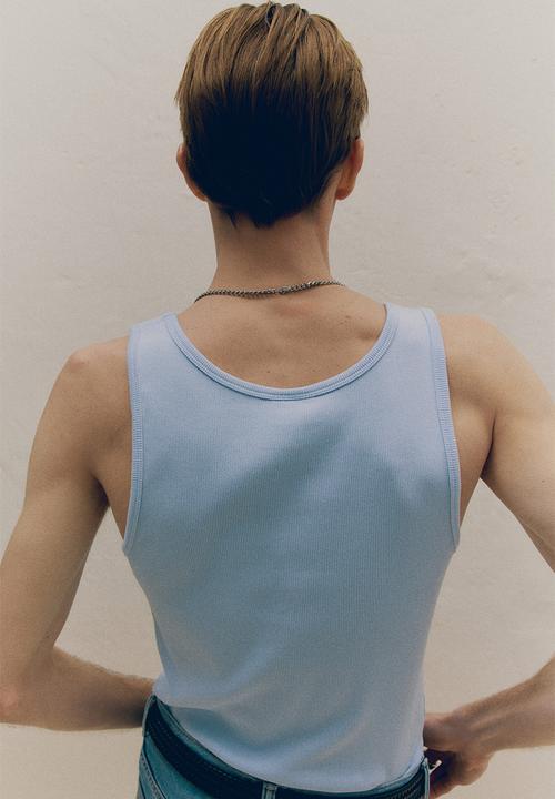 H&M - Slim fit ribbed vest top - blue