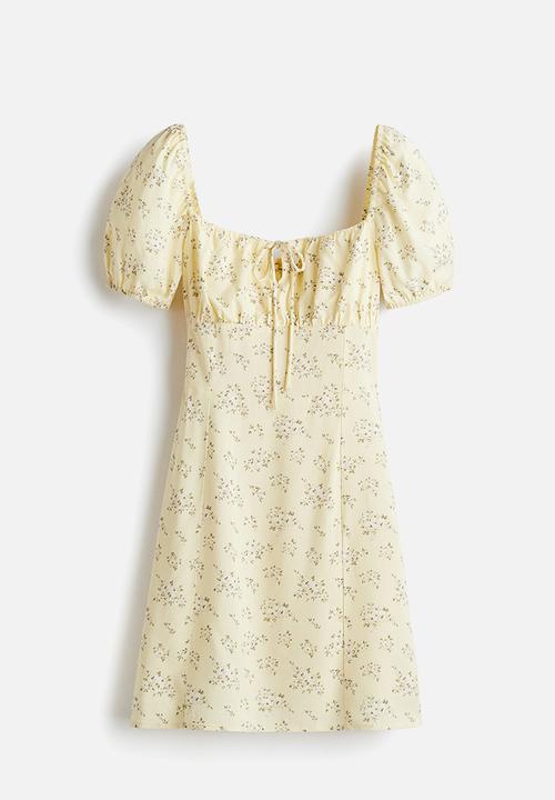 H&M - Puff-sleeved dress - yellow floral