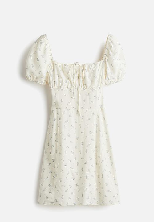 H&M - Puff-sleeved dress - white floral