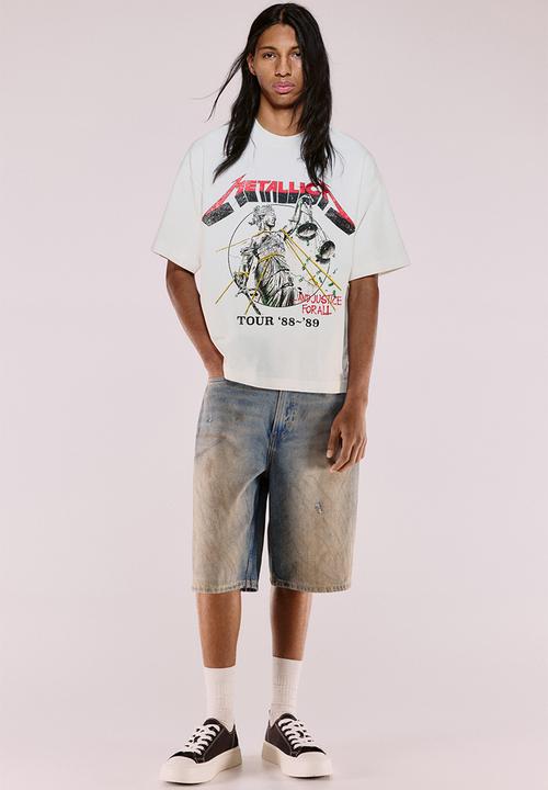 H&M - Oversized fit T-shirt - white/metallica 
