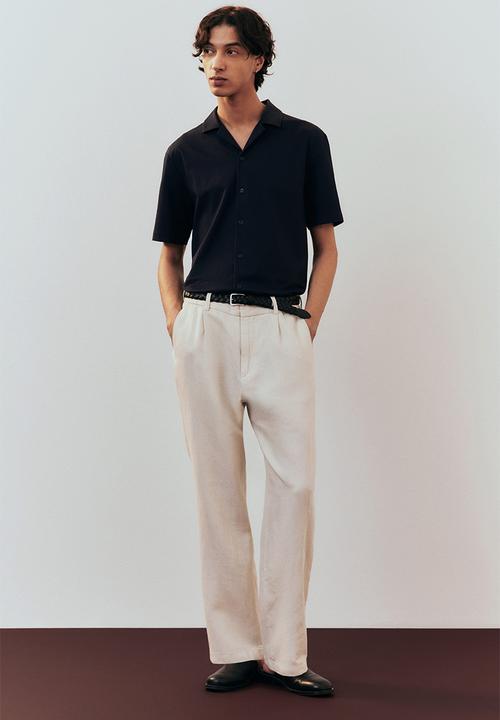 H&M - Regular fit ribbed resort shirt - navy blue