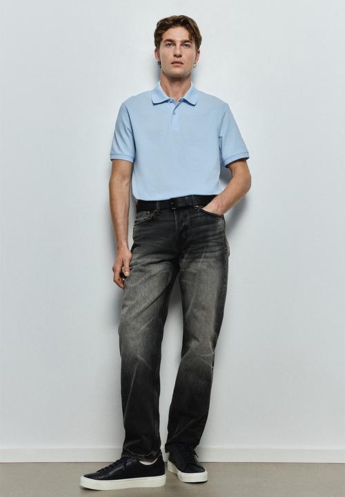 H&M - Regular fit piqué polo shirt - light blue