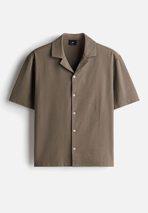 H&M - Regular fit ribbed resort shirt - dark beige
