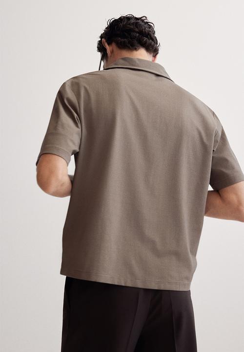 H&M - Regular fit ribbed resort shirt - dark beige
