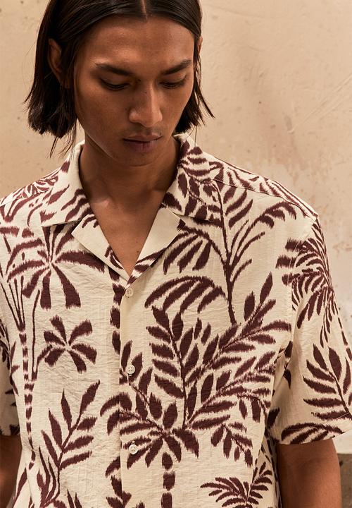 H&M - Regular fit resort shirt - beige patterned