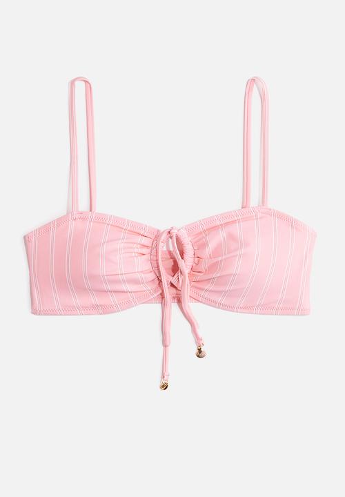H&M - Padded bikini top - light pink striped