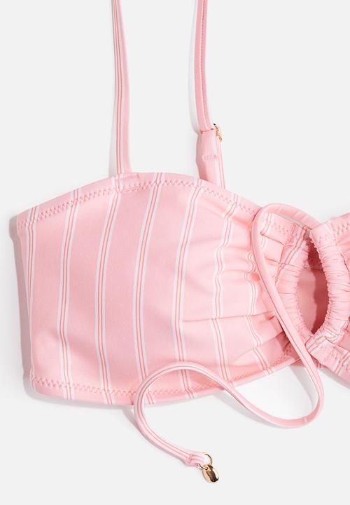 H&M - Padded bikini top - light pink striped