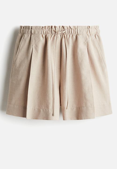 H&M - Linen-blend drawstring shorts - light beige