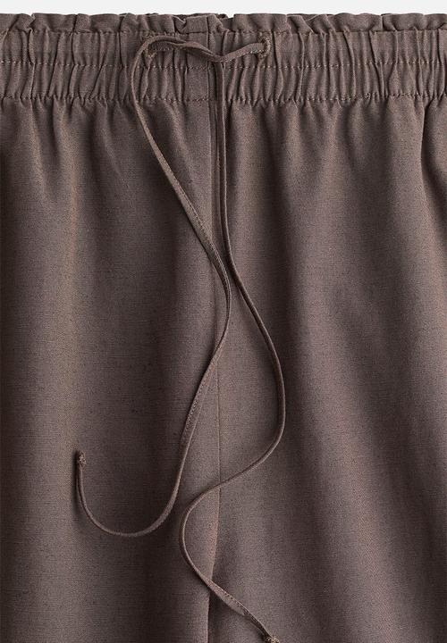 H&M - Wide linen-blend trousers - dark brown