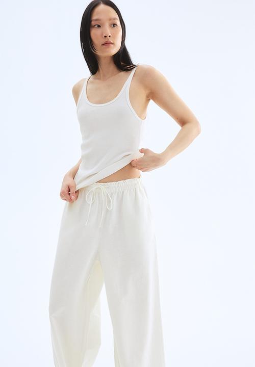 H&M - Wide linen-blend trousers - white