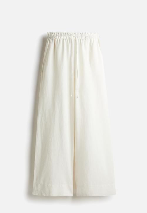 H&M - Wide linen-blend trousers - white