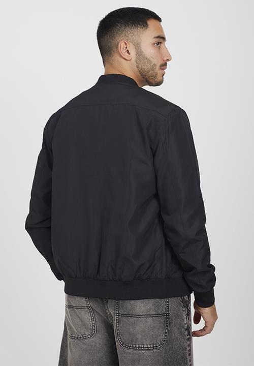 Brave Soul - Bomber Jacket With Ribbed Hem - Black
