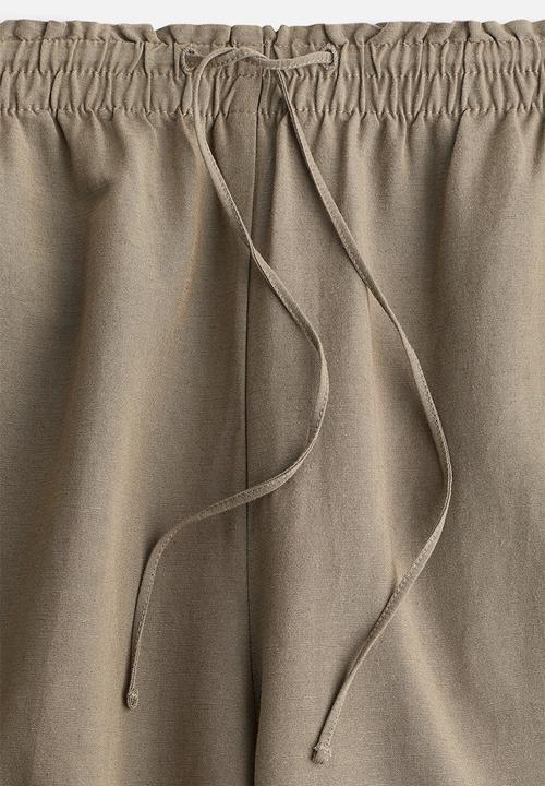 H&M - Wide linen-blend trousers - khaki green