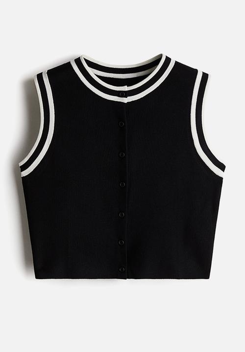 H&M - Button-front sweater vest - black