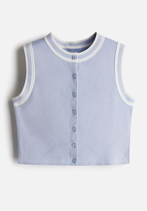 H&M - Button-front sweater vest - light dusty blue