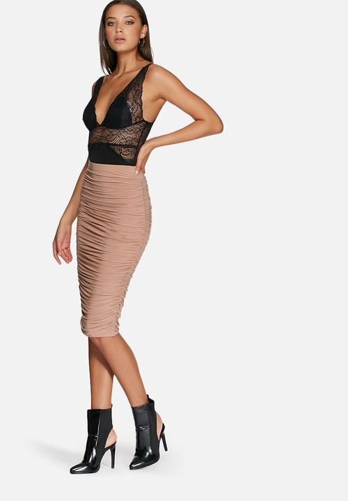 Missguided - Slinky gathered midi skirt