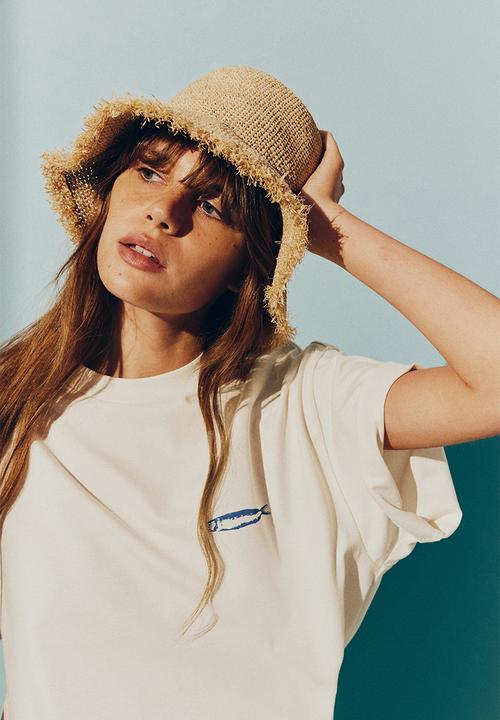 H&M - Oversized motif-detail t-shirt - white sardines