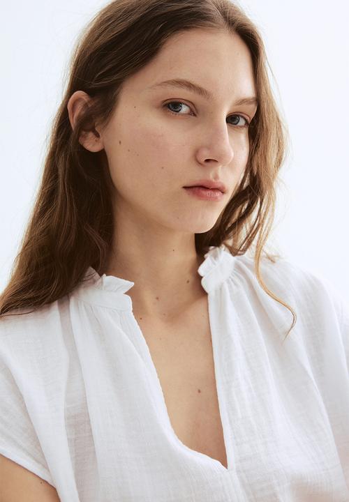 H&M - Cotton muslin blouse - white