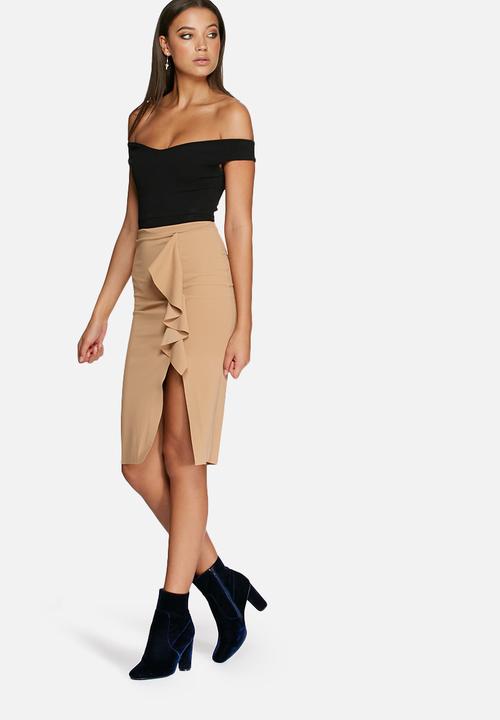 Missguided - Ruffle detail scuba midi skirt 