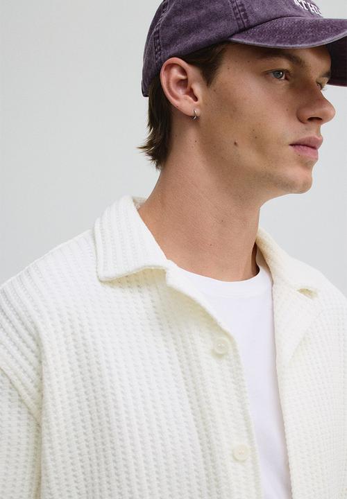 H&M - Loose fit waffled resort shirt - white