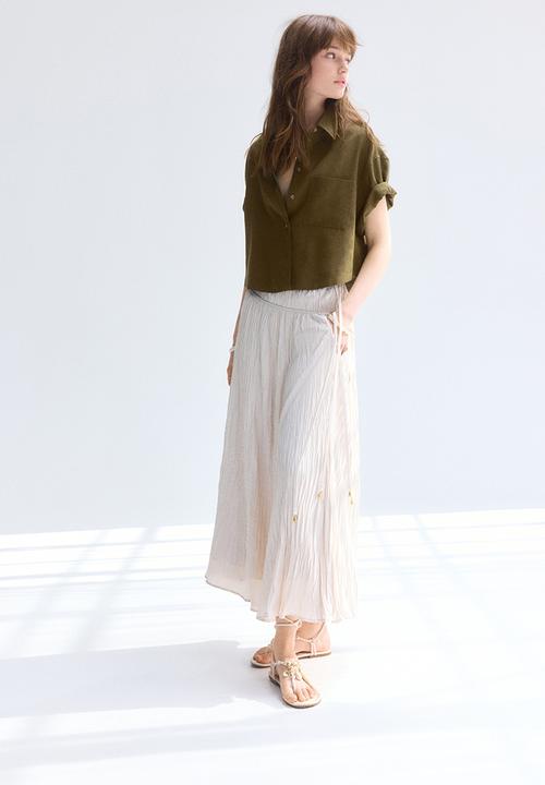 H&M - Linen-blend shirt - dark khaki green