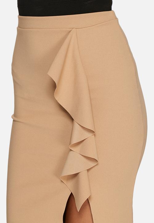 Missguided - Ruffle detail scuba midi skirt 