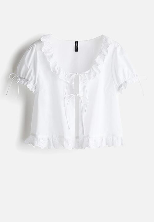 H&M - Frill-trimmed cotton blouse - white