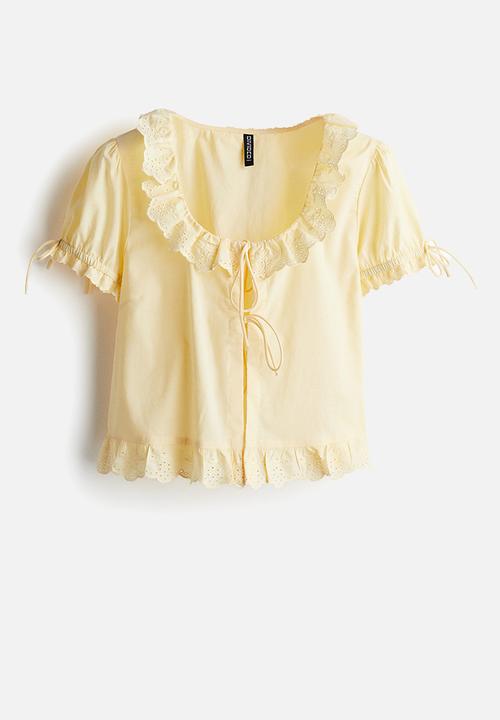 H&M - Frill-trimmed cotton blouse - yellow