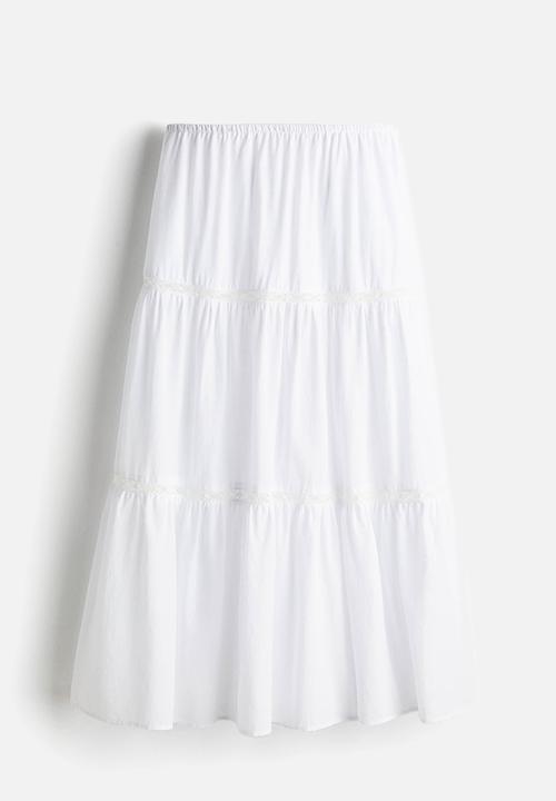 H&M - Lace-inset maxi skirt - white