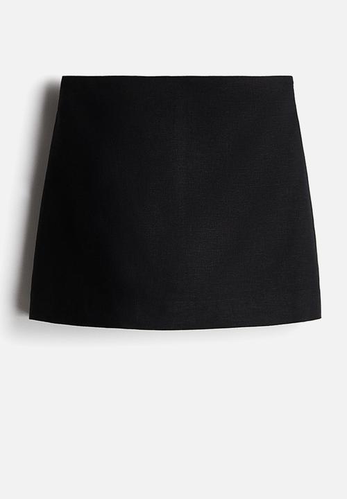 H&M - Linen-blend mini skort - black