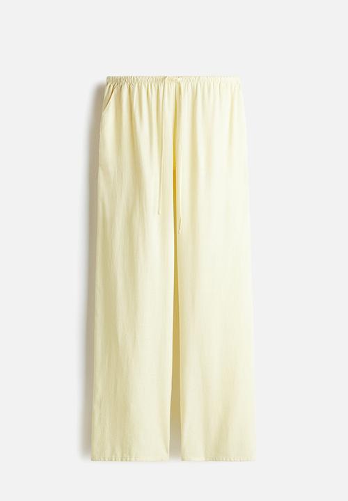 H&M - Straight drawstring trousers -  light yellow