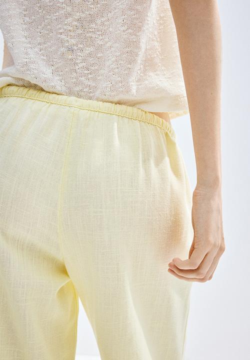 H&M - Straight drawstring trousers -  light yellow