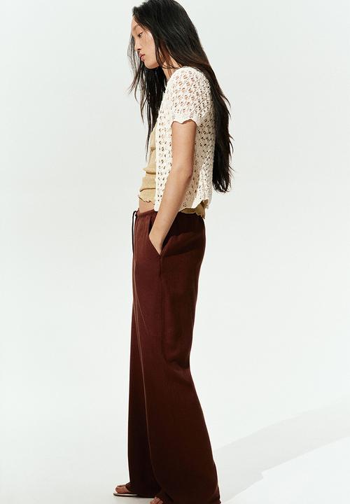 H&M - Straight drawstring trousers - brown