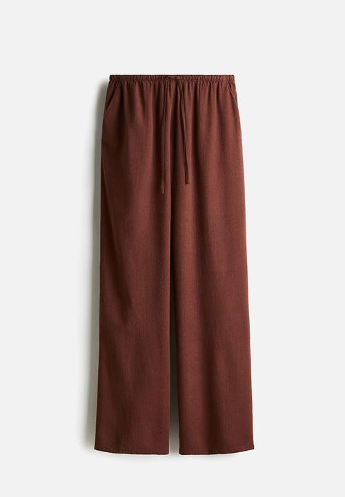 H&M - Straight drawstring trousers - brown