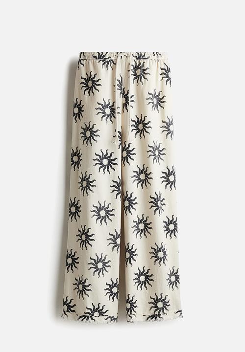 H&M - Linen-blend drawstring trousers - white suns