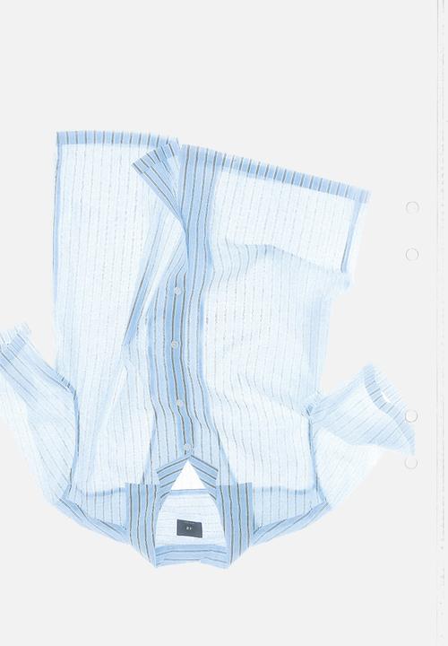 H&M - Regular fit cotton resort shirt - light blue striped
