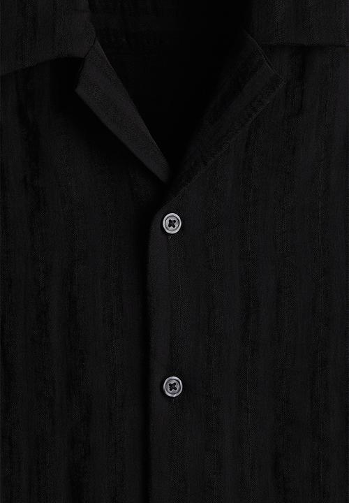 H&M - Regular fit long-sleeved resort shirt - black