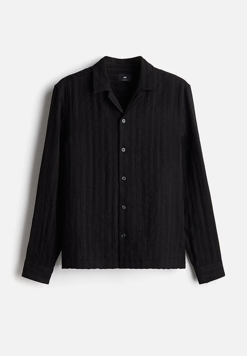 H&M - Regular fit long-sleeved resort shirt - black