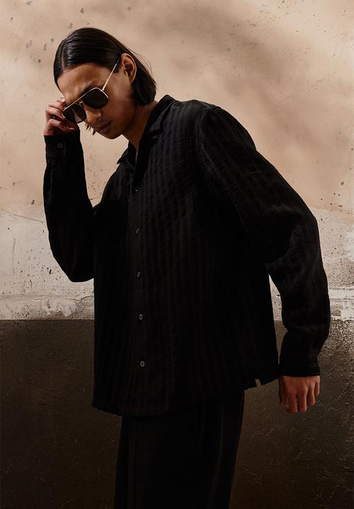 H&M - Regular fit long-sleeved resort shirt - black