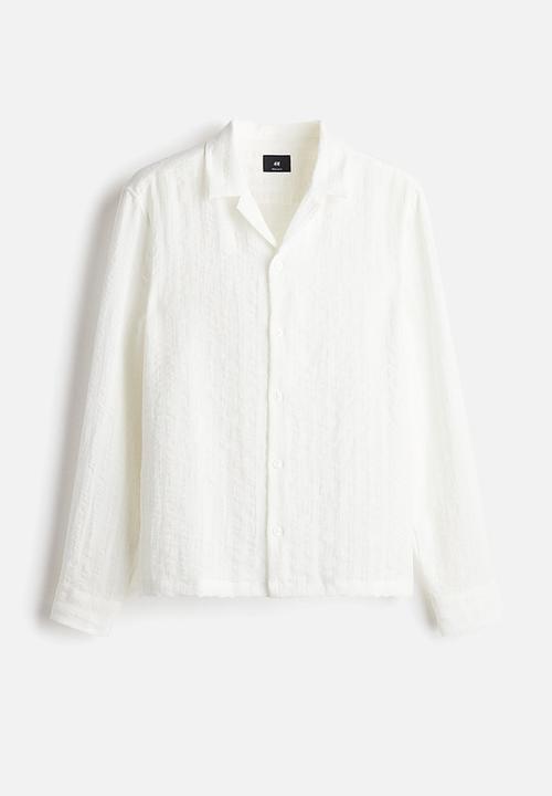 H&M - Regular fit long-sleeved resort shirt - white