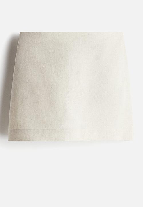 H&M - Linen-blend mini skort - light beige