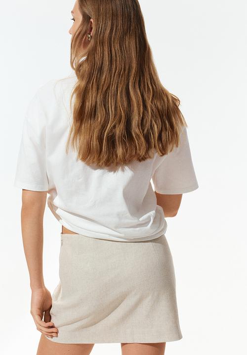 H&M - Linen-blend mini skort - light beige