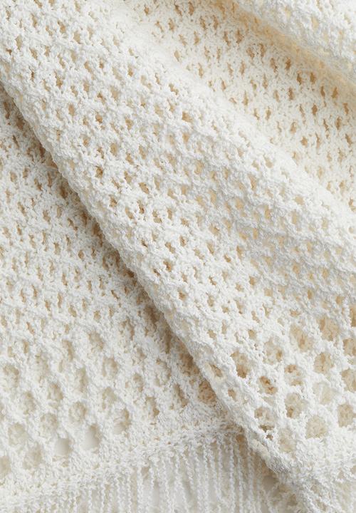 H&M - Fringe-trimmed pointelle-knit skirt - white