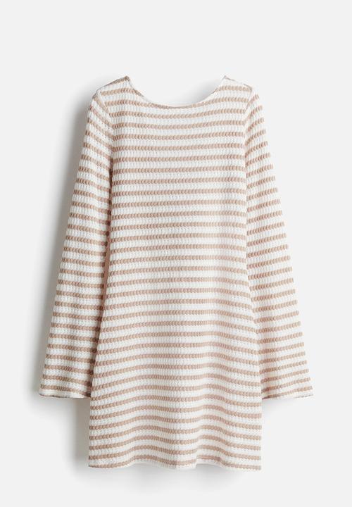 H&M - Tie-back beach dress - beige striped 