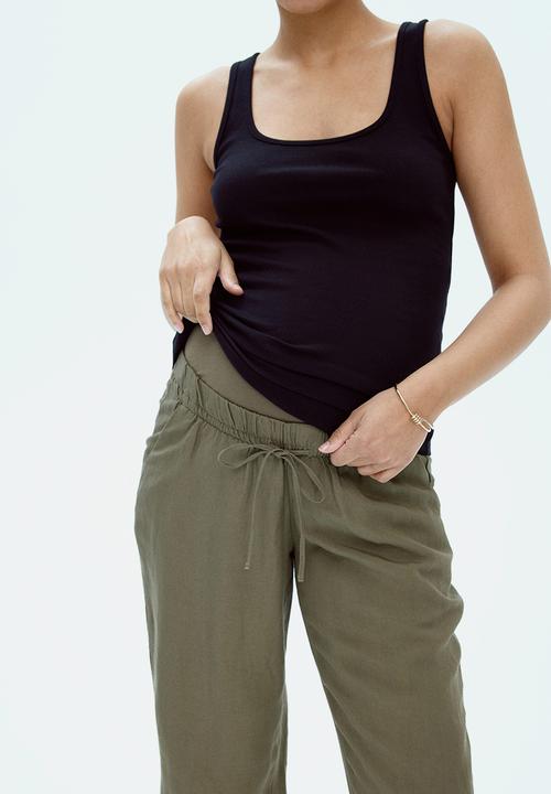 H&M - Mama linen-blend trousers - khaki green