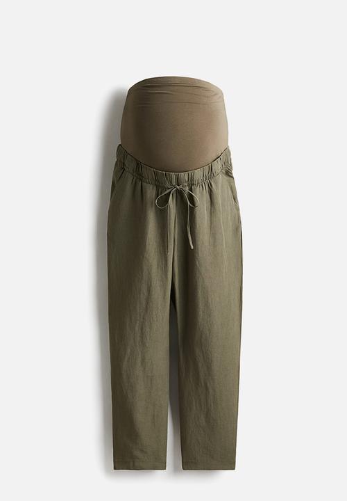 H&M - Mama linen-blend trousers - khaki green