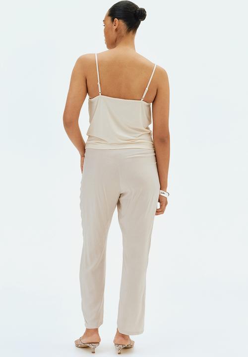 H&M - Mama before & after drawstring trousers - light beige