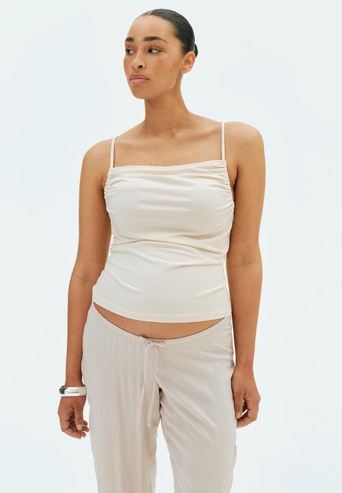 H&M - Mama before & after drawstring trousers - light beige