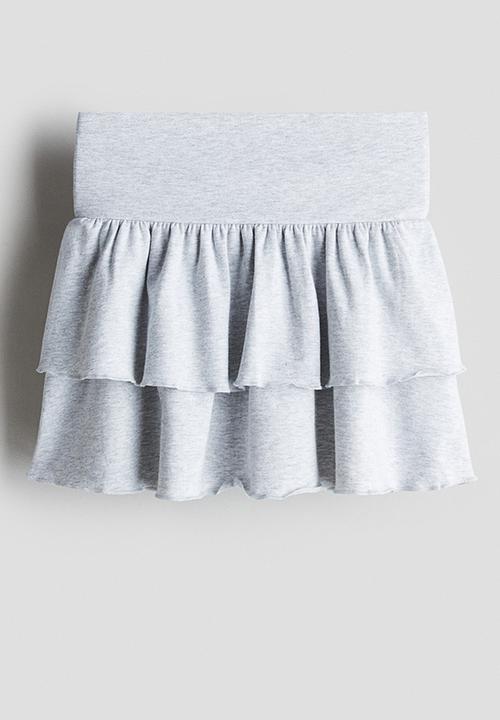 H&M - Tiered foldover-waist skirt - light grey marl 