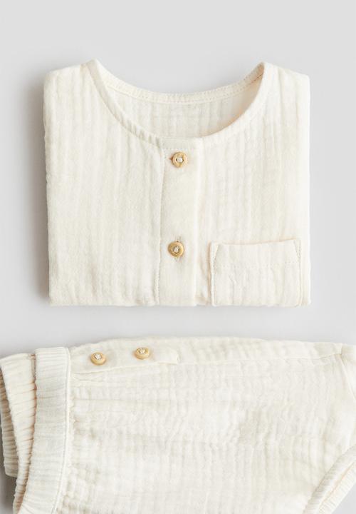 H&M - 2-piece cotton muslin set - cream